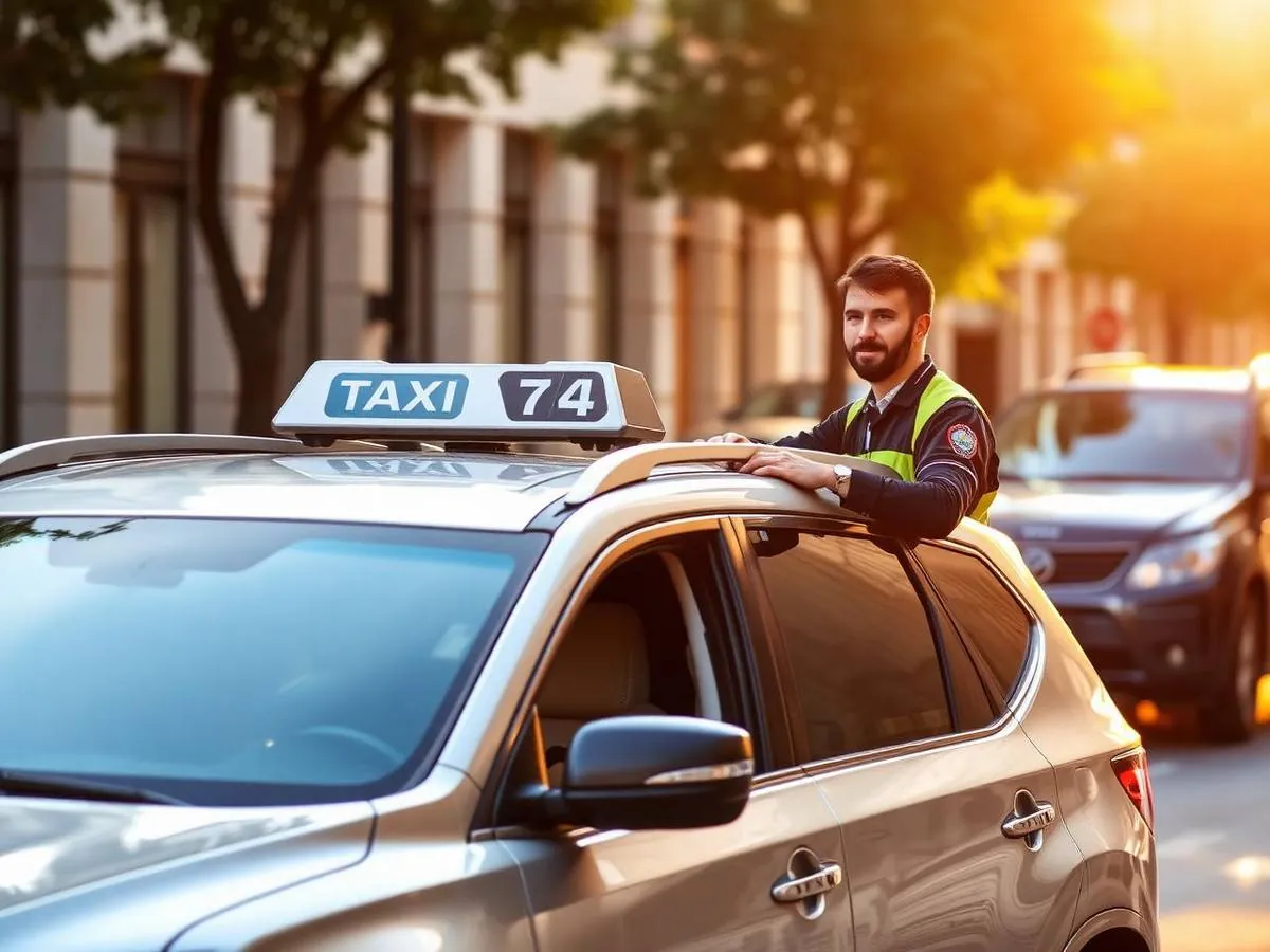 Silver SUV taxi with a uniformed driver